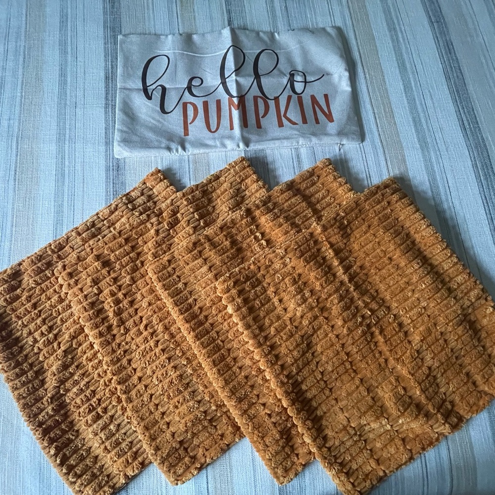 Hello Pumpkin Pillow Cover and Orange Textured square pillow covers